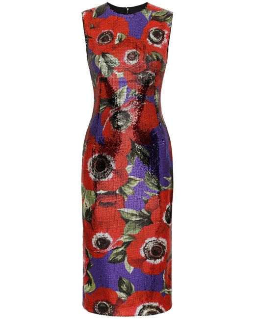 Dolce & Gabbana Anemone-print sequinned dress