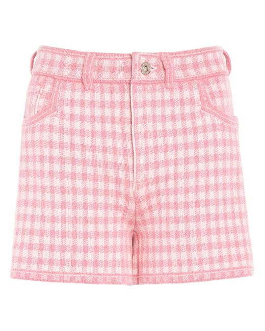 Barrie gingham-check cashmere-blend shorts