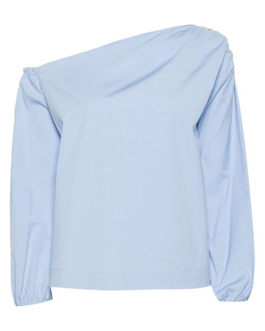 Semicouture asymmetric-neck cotton blouse