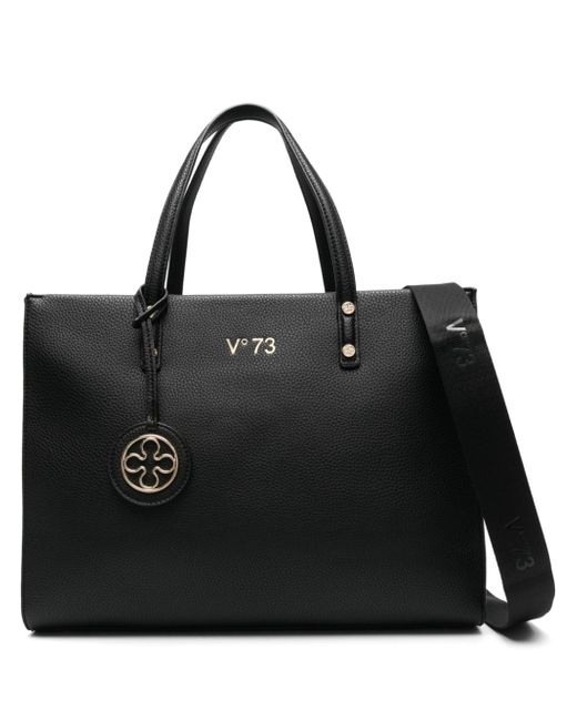 V°73 logo-lettering grained tote bag
