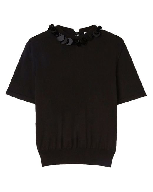 Jil Sander sequin-collar knitted T-shirt