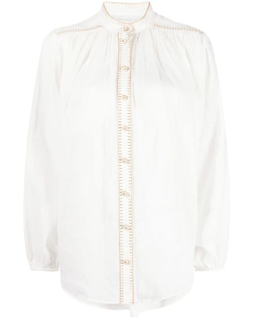 Zimmermann Junie stitch-detail ramie blouse