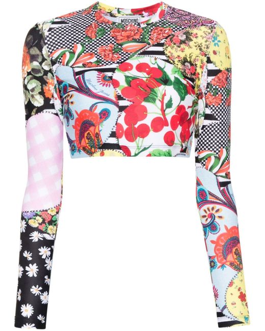 Moschino Jeans abstract-pattern print cropped top