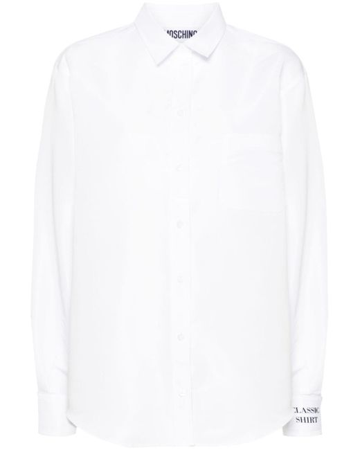 Moschino slogan-patch faille shirt