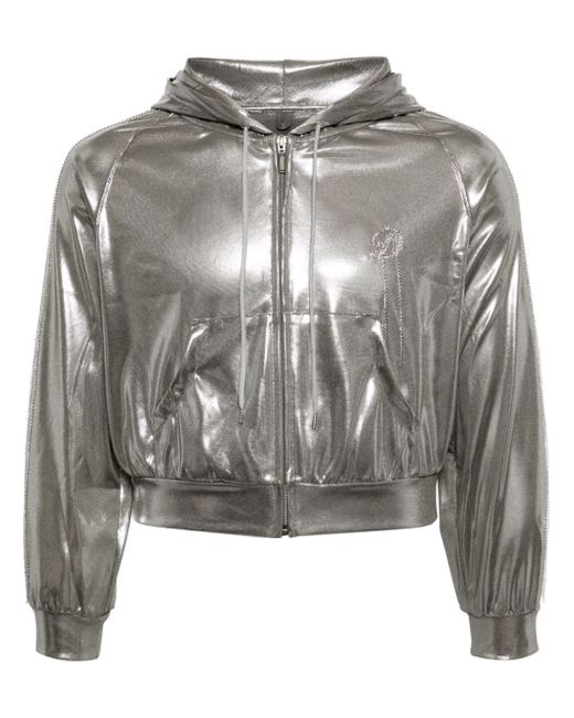 Doublet hooded metallic jacket
