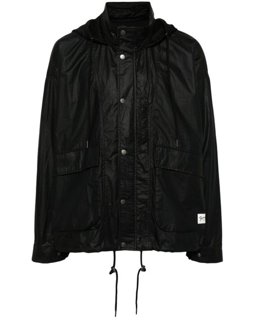 Five Cm drawstring-hood coated-finish jacket