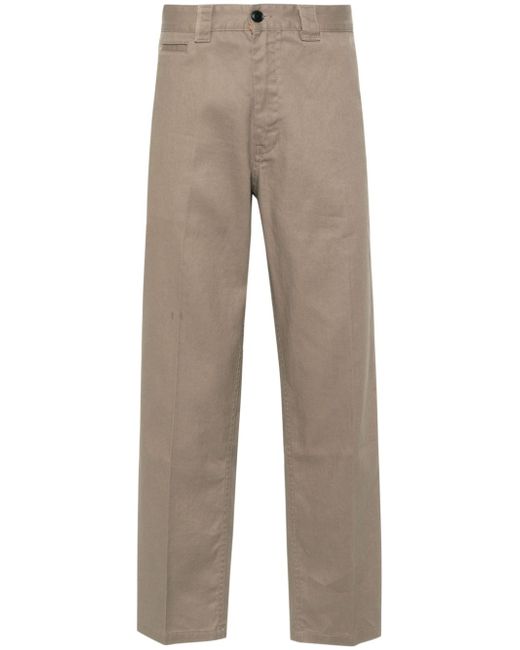 Boss pressed-crease twill tapered trousers