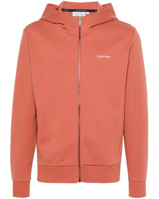 Calvin Klein logo-stamp zipped hoodie