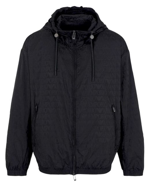 Emporio Armani logo-jacquard hooded jacket