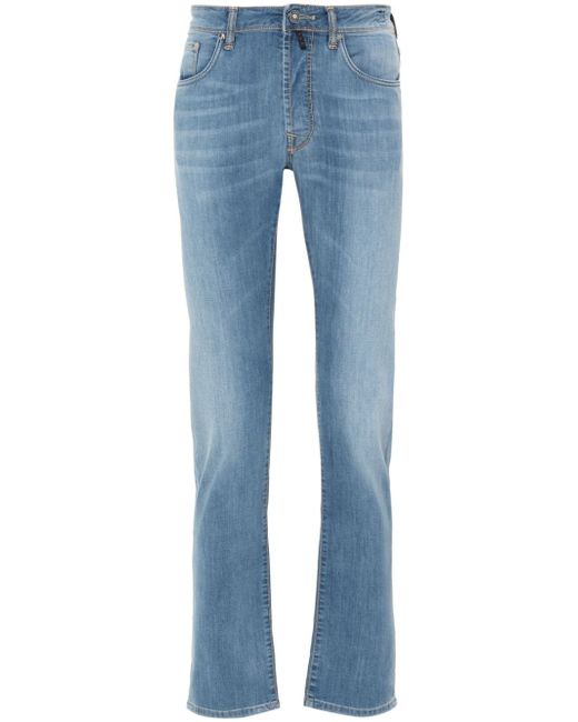 Incotex contrast-stitching slim cut jeans
