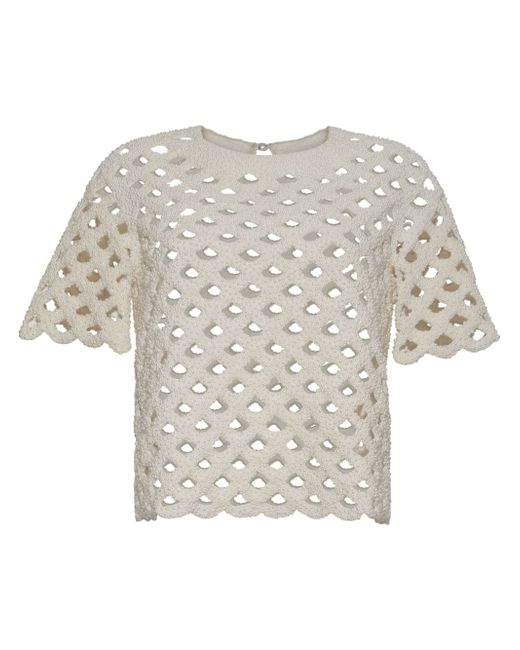 Adam Lippes open-knit faux-pearl blouse