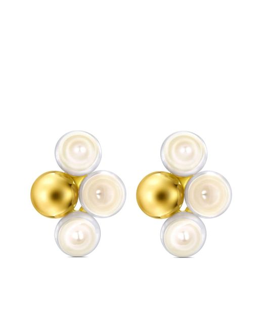 Tasaki 18kt yellow M/G Sliced Sphere pearl earrings