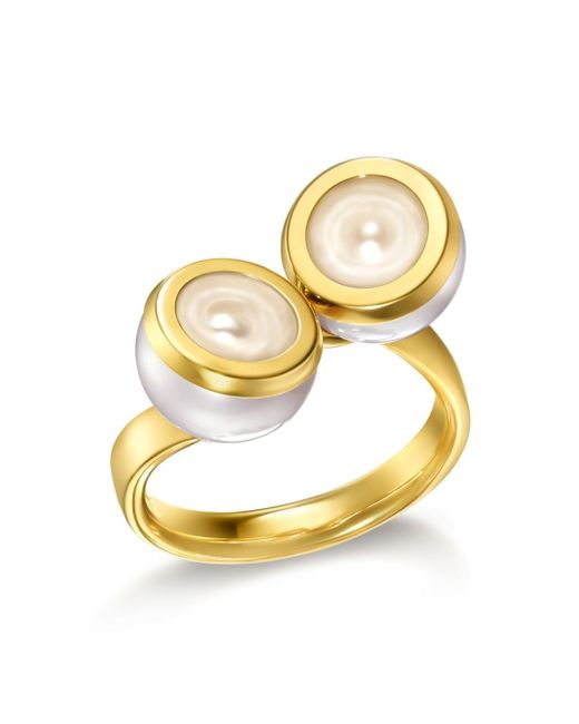 Tasaki 18kt yellow M/G Sliced Bezel pearl ring