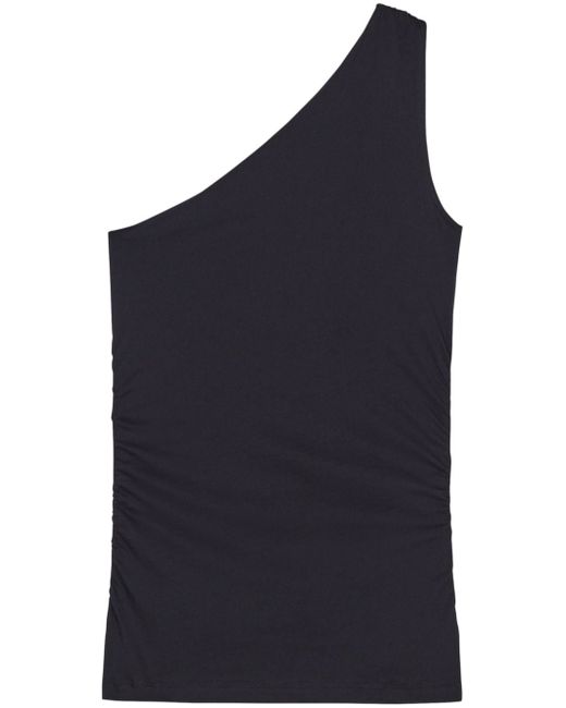 Closed one-shoulder organic-cotton tank top