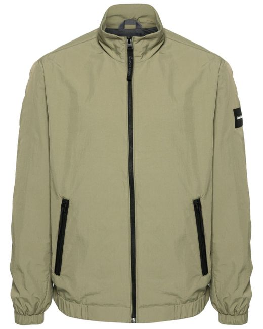 Calvin Klein rubberised-logo crinkled jacket