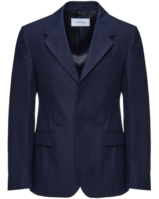 Ferragamo peak-lapels cotton single-breasted blazer