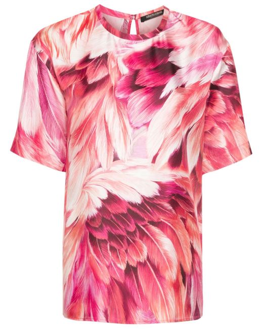 Roberto Cavalli plumage-print T-shirt