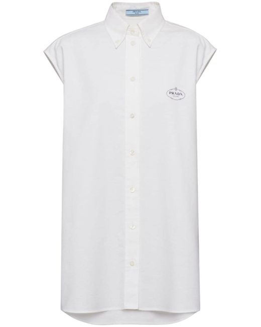 Prada logo-print sleeveless oxford shirt
