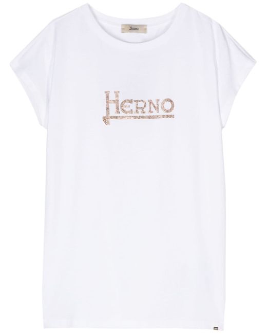Herno crystal-logo-embellishment T-shirt