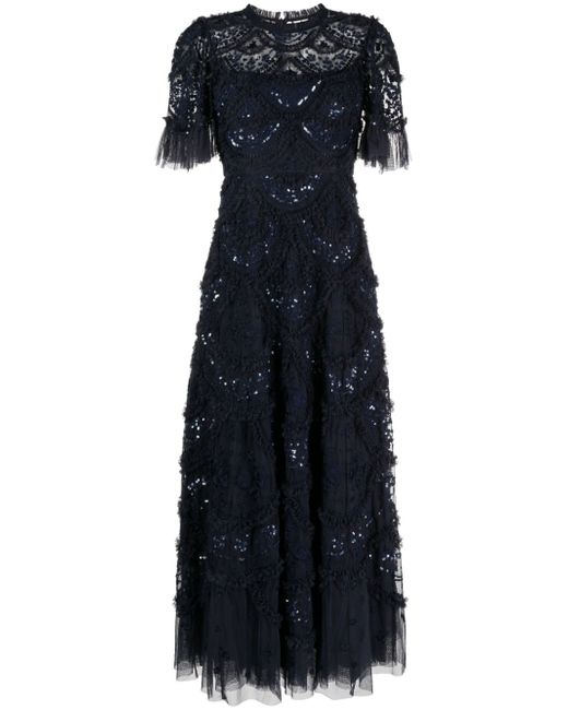 needle & thread Carmen sequin-embellished maxi dress