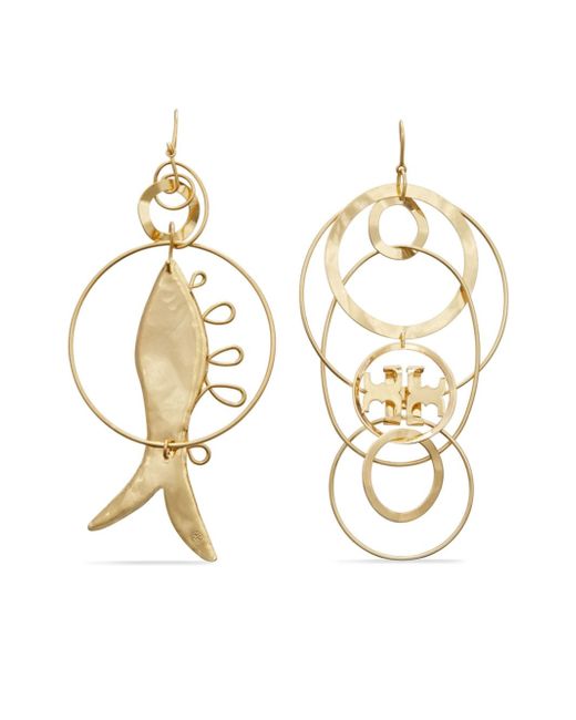 Tory Burch Mismatched Fish plated earrings