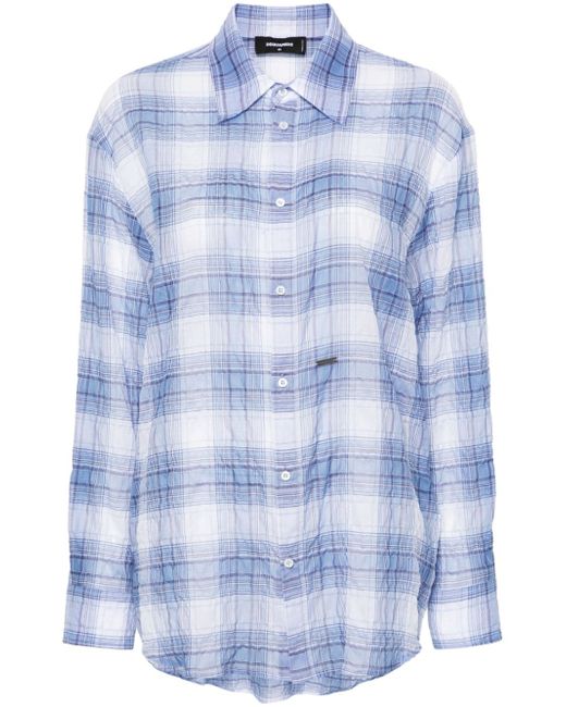 Dsquared2 checked crinkled shirt