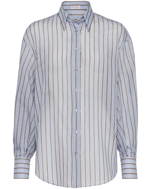 Brunello Cucinelli semi-sheer striped shirt