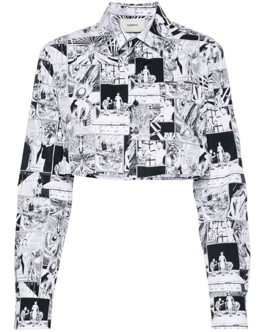 Coperni comic strip-print cropped shirt