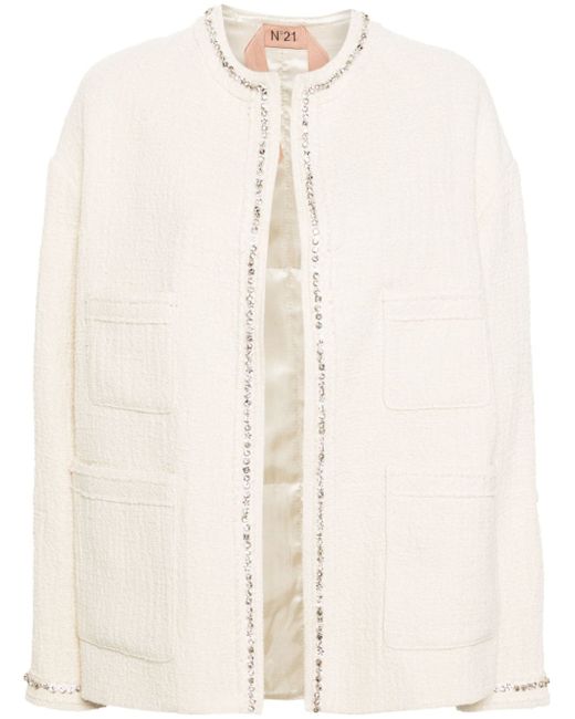 N.21 crystal-embellished tweed jacket