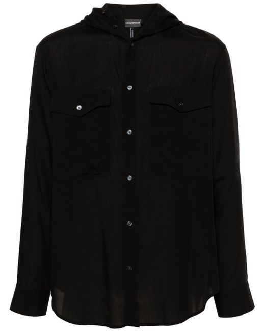 Emporio Armani button-up hooded shirt