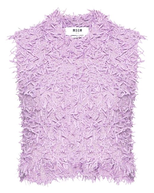 Msgm textured-finish knitted top