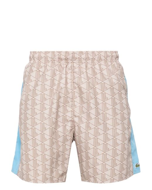Lacoste monogram-print drawstring swim shorts