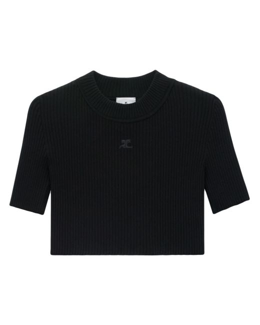 Courrèges cropped ribbed-knit T-shirt