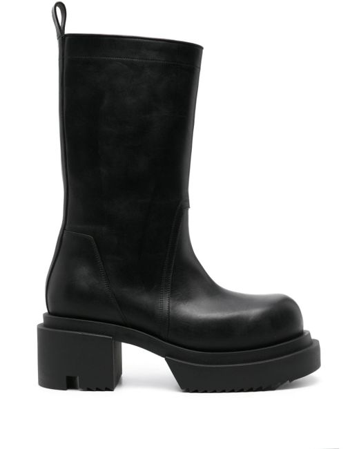 Rick Owens mid-calf leather plaform boots