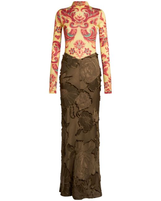Etro floral-print panelled maxi dress