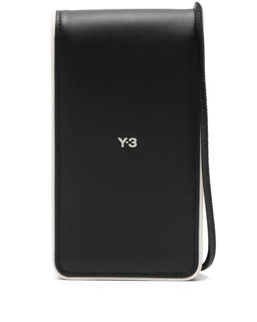 Y-3 logo-print leather phone holder