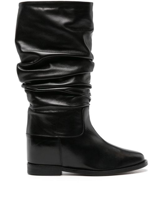 Via Roma 15 draped leather mid-calf boots