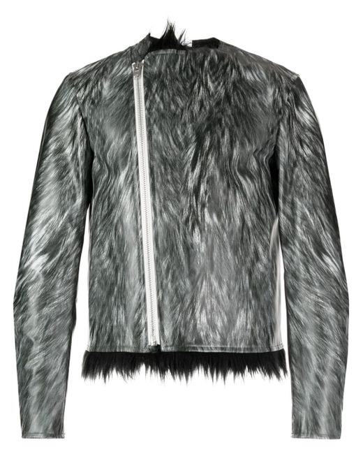 Comme Des Garçons Homme Plus fur-print faux-leather biker jacket