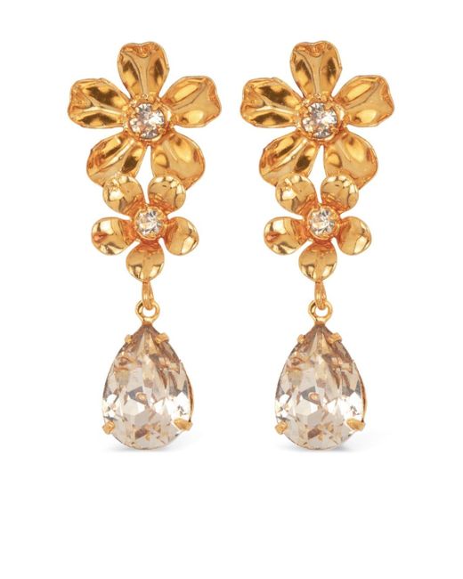 Jennifer Behr 18kt plated Milena crystal drop earrings