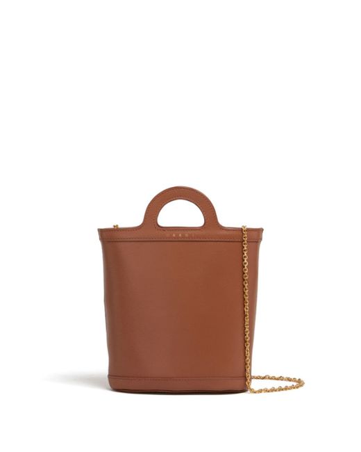 Marni logo-stamp leather bucket bag