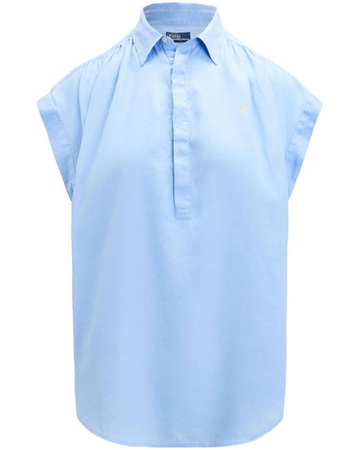 Polo Ralph Lauren Polo Pony cap-sleeve linen blouse