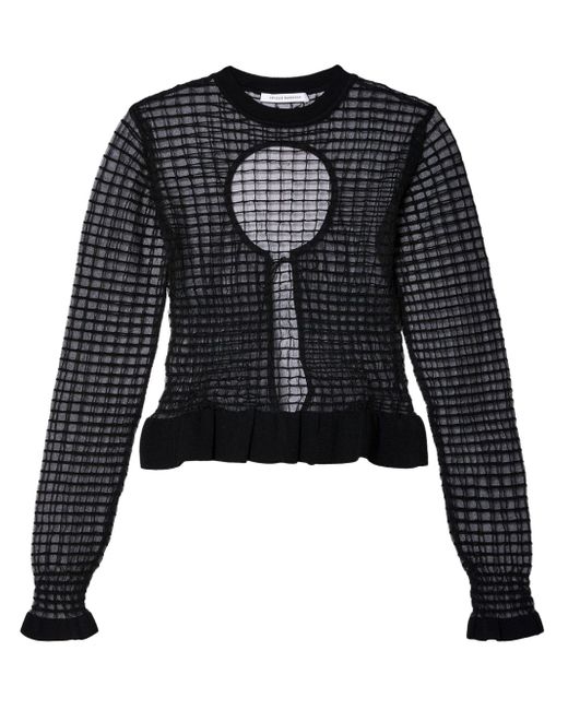 Cecilie Bahnsen Gru grid-sheer knitted top