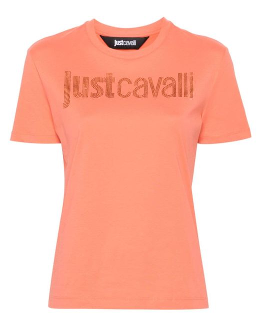 Just Cavalli rhinestone-embellished logo T-shirt