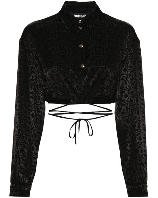 Just Cavalli monogram jacquard cropped blouse