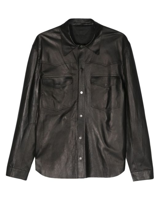 Salvatore Santoro panelled leather shirt jacket