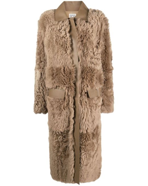 Totême shearling single-breasted maxi coat