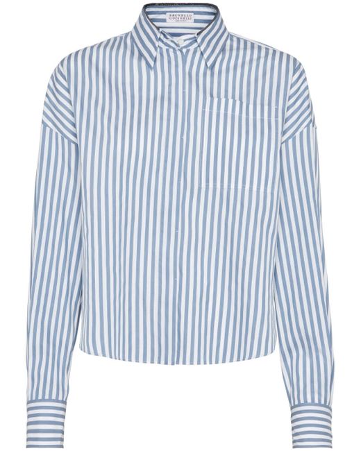 Brunello Cucinelli striped cotton-silk shirt
