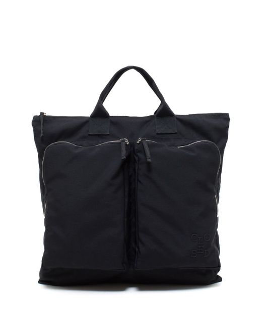 Closed zip-away top-handle tote bag