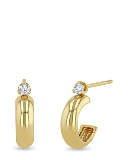 Zoe Chicco 14kt yellow chunky diamond hoop earrings