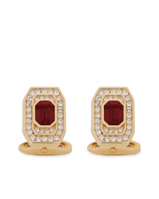 Dolce & Gabbana logo-engraved crystal-embellished cufflinks
